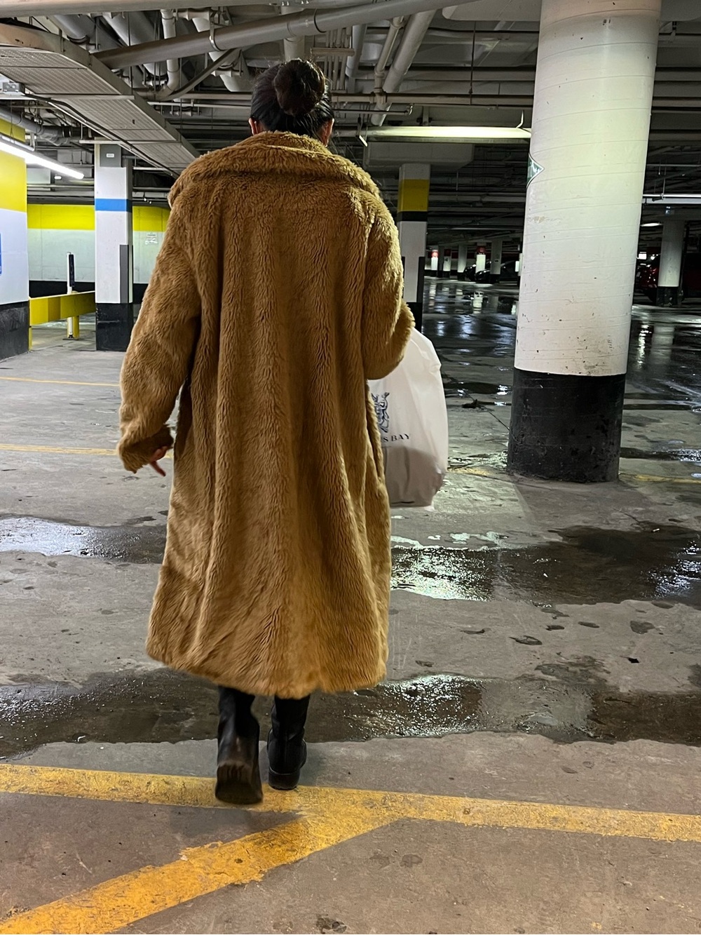 Zara Plush Teddy Faux-Fur Coat in Warm Brown
